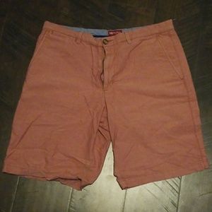 Men's Linen Flat Front Shorts Red 34